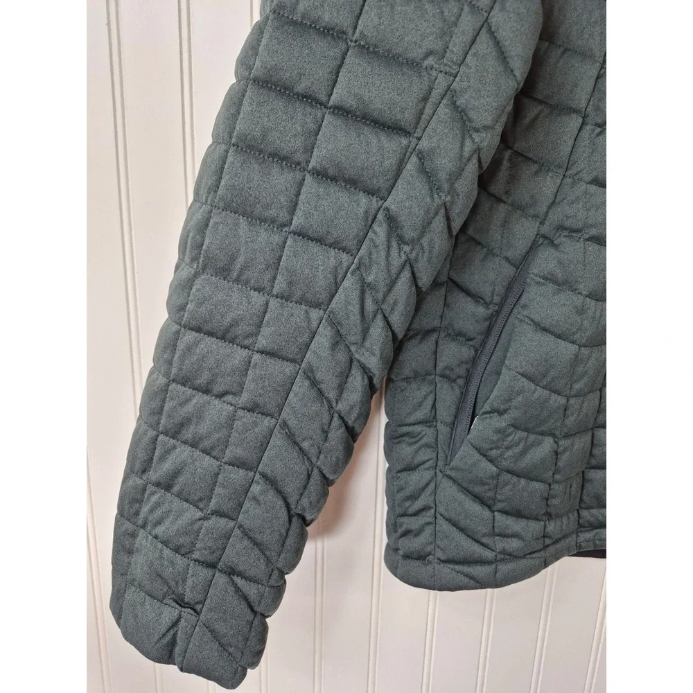 Ben Sherman Mens Quilted Puffer Jacket Green Grid Full Zip Stand Collar Medium